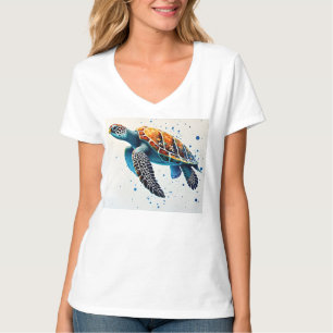 Calm Waters: Vier Zee schildpadden met de oceaan T-shirt