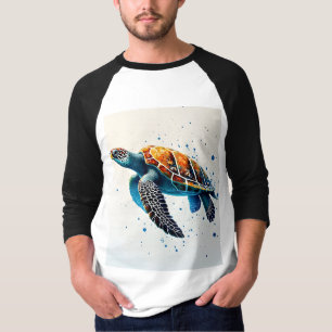 Calm Waters: Vier Zee schildpadden met de oceaan T-shirt