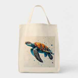Calm Waters: Vier Zee schildpadden met de oceaan Tote Bag