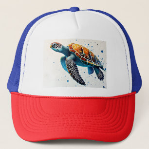 Calm Waters: Vier Zee schildpadden met de oceaan Trucker Pet