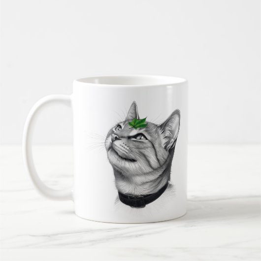Calm White Minimal Cat Leaf Aesthetic Drawing pfp Koffiemok (Links)