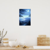 Calm Winter Night in het bos Poster (Keuken)