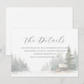 Calm Winter Watercolor Cabin Scene Informatiekaartje (Voorkant / Achterkant)