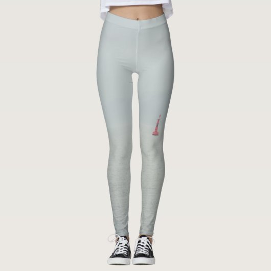 Calm winter zee en rode vuurtoren leggings (Voorkant)