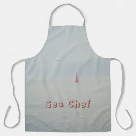 Calm winter zee en rode vuurtoren schort