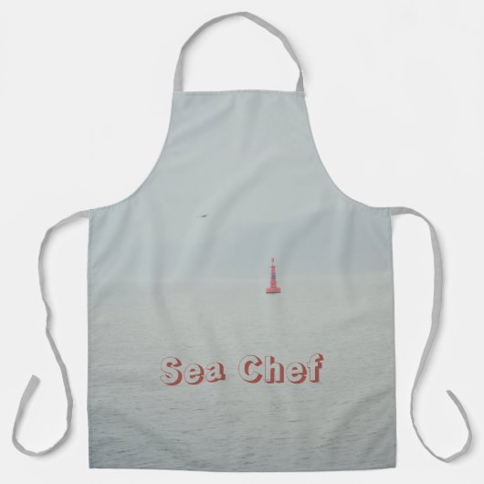 Calm winter zee en rode vuurtoren schort (Voorkant)