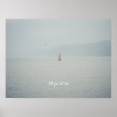 Calm winter zee en rood vuurtoren poster (Voorkant)