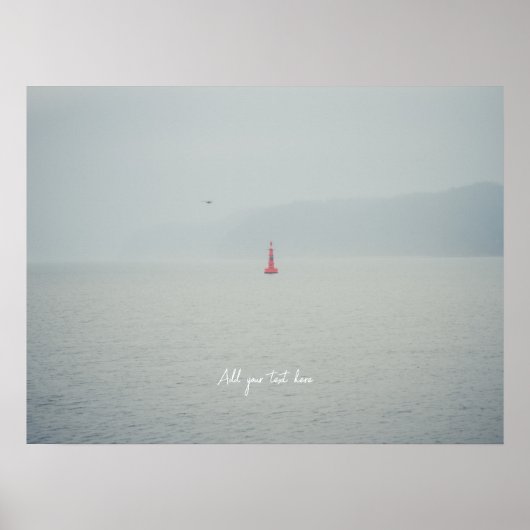 Calm winter zee en rood vuurtoren poster (Voorkant)