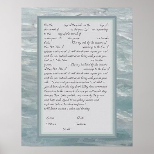 Calm Zeeen Ketubah met de Canadese Hervormingsteks Poster (Voorkant)