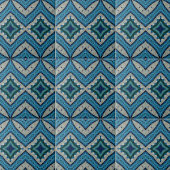 Calming Blue en Beige Mozaïek Geometrisch Patroon Tegeltje
