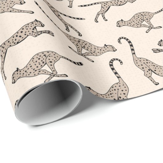 Calming cheetah leopard neutral warm beige cream cadeaupapier (Rol Hoek)