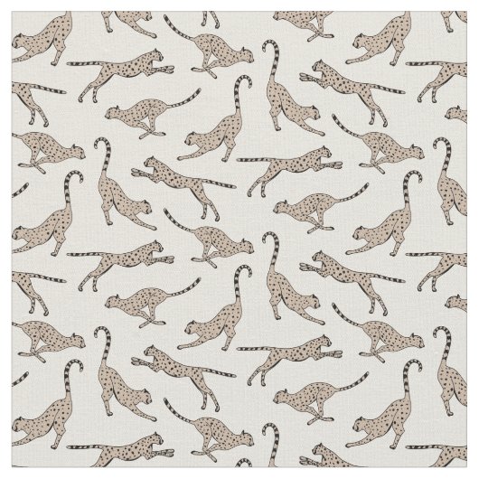 Calming cheetah leopard neutral warm beige cream stof (Close Up)