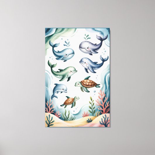 Calming Gentle Ocean Nursery Wall Art Canvas Afdruk (Voorkant)