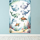 Calming Gentle Ocean Nursery Wall Art Canvas Afdruk (Insitu (Houten vloer))