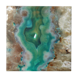 Calming Green and White Crystal Mineral Stone Tegeltje
