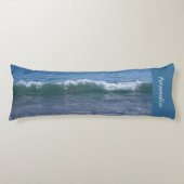 Calming Ocean Waves Tide Blue, aangepast Beddengoe Lichaamskussen (Voorkant)