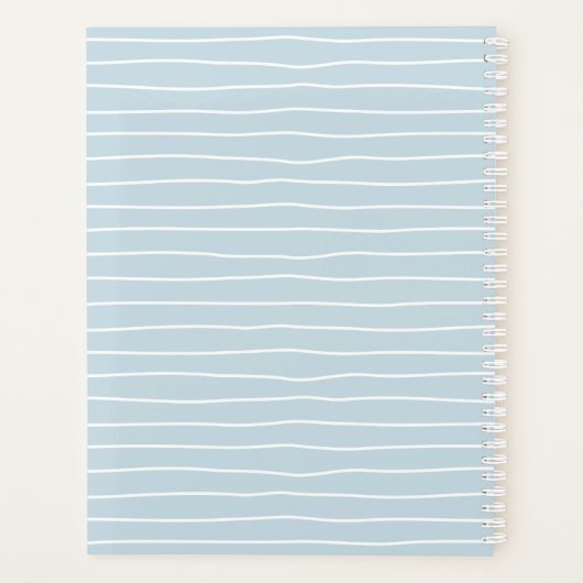 Calming Pastel Blue Ocean Waves Geometric Linear Planner (Achterkant)