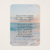 Calming Seashore Memorial Photo Cards Visitekaartje (Achterkant)