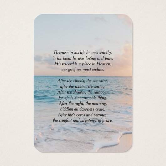 Calming Seashore Memorial Photo Cards Visitekaartje (Achterkant)