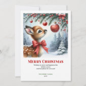 Calming Snowy Fawn Watercolor Christmas Greeting  Feestdagenkaart (Voorkant)
