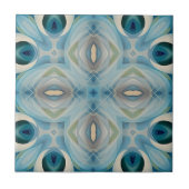 Calming Soft Blue en Indigo geometrisch patroon Tegeltje (Voorkant)