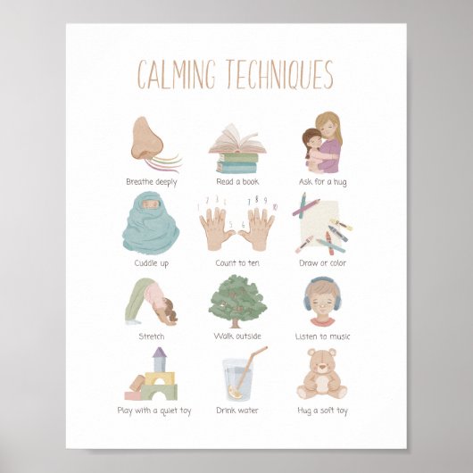 Calming Strategieën kalm omlaag klaslokaal decor Poster (Voorkant)