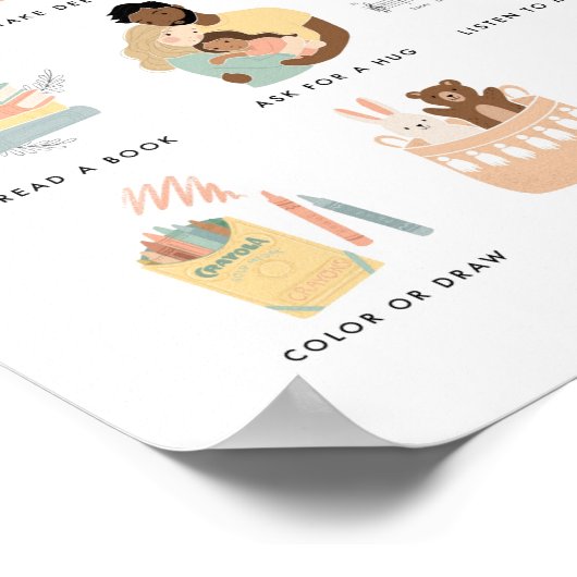 Calming Technieken vinden emoties Classroom Art Poster (Hoek)