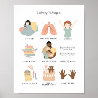 Calming Technieken vinden emoties Classroom Art Poster