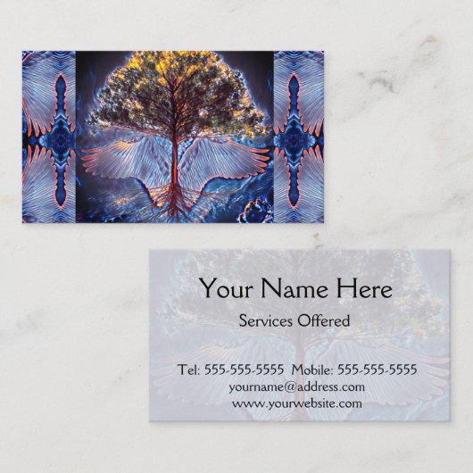 Calming Tree of Life with Angel Wings Visitekaartje (Voorkant / Achterkant)