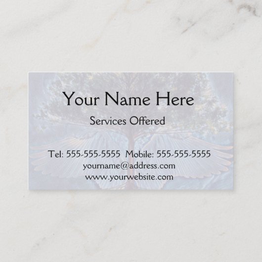 Calming Tree of Life with Angel Wings Visitekaartje (Achterkant)