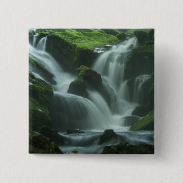 Calming waterval vierkante button 5,1 cm