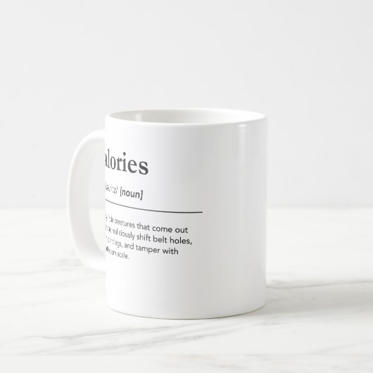 Calorieën Definitie Grappig Gewichtsverlies Woorde Koffiemok (Voorkant links)