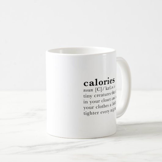 Calorieën - woordenboekdefinitie koffiemok (Voorkant rechts)