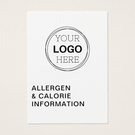 Caloriegegevens Logo QR-code Kaart (Voorkant)