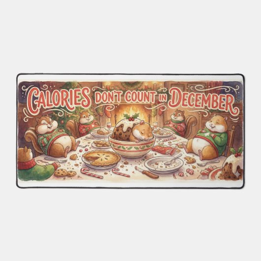 “Calories Don’t Count in December” Office Desk Mat (Voorkant)