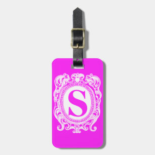 Calson roze schild monogram bagagelabel