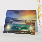 CALSSIC CAR BLUE FOR HIM BIRTHDAY CARDS KAART (Gele Bloem)