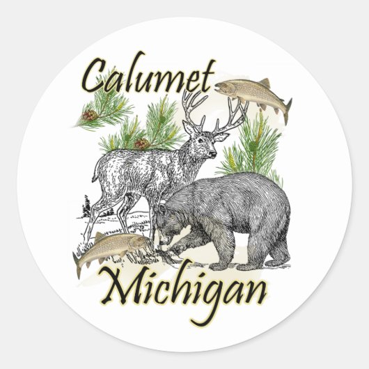 Calumet MI Wildlife Ronde Sticker (Voorkant)