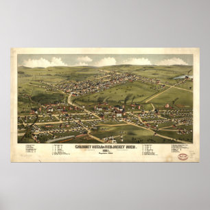 Calumet Michigan 1881 Antiek Panorama Poster