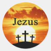 Calvariate Sunrise Jezus Ronde Sticker (Voorkant)