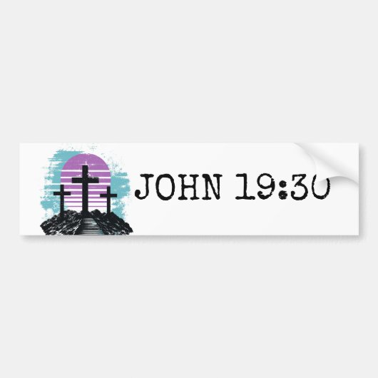 Calvarie Golgotha het is voltooid Modern Christeli Bumpersticker (Voorkant)