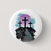 Calvarie Golgotha het is voltooid Modern Christeli Ronde Button 3,2 Cm (Voorkant)