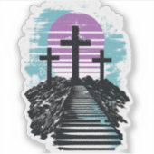 Calvarie Golgotha het is voltooid Modern Christeli Sticker (Voorkant)