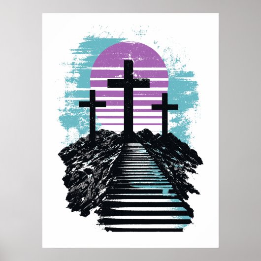 Calvarie Golgotha het is voltooid Moderne Christen Poster (Voorkant)