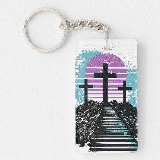Calvarie Golgotha het is voltooid Moderne Christen Sleutelhanger (Voorkant)