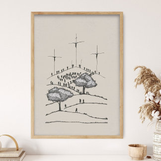 Calvarie, Oude Vervallen Kruis, Kruisiging, Jezus  Poster