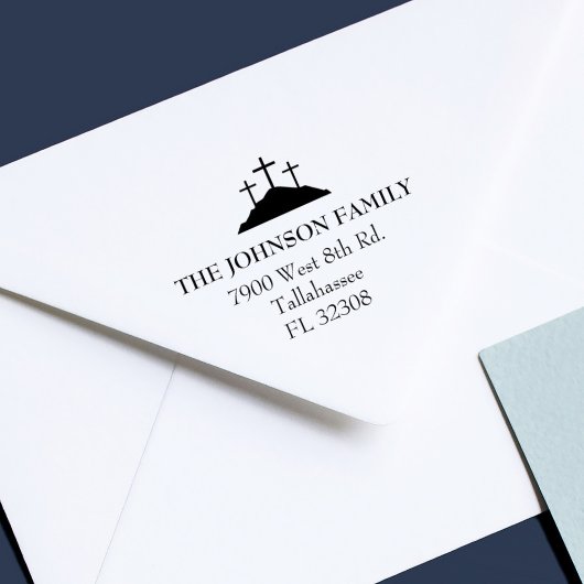 Calvarieberg Eenvoudige Religieuze Familie Retoura Rubberstempel