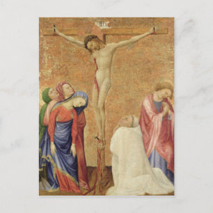 Calvarium met een Karthusiaanse monnik, 1389-95 Briefkaart