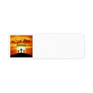 Calvariumzonsopgang Jezus Adresetiketten Etiket