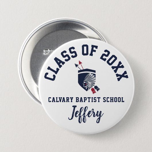 Calvary Baptist School Button Logo Custom Personal (Voorkant /achterkant)